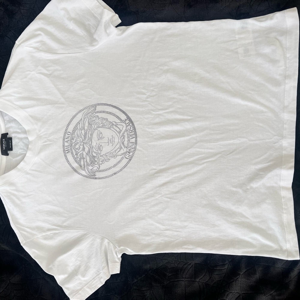 Versace White and Gray Short Sleeve Tee